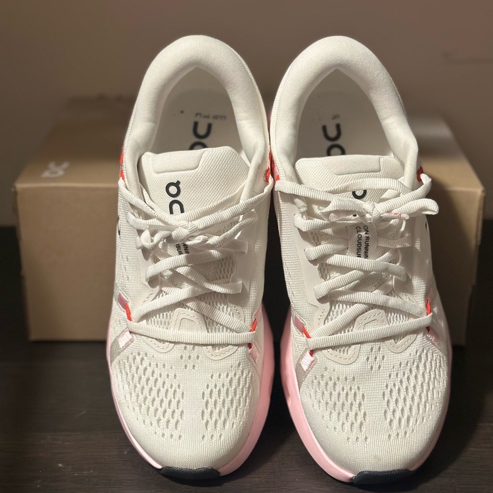 On Running Cloudsurfer 2 Women’s Athletic Shoes - White and Pink - Picture 2 of 5